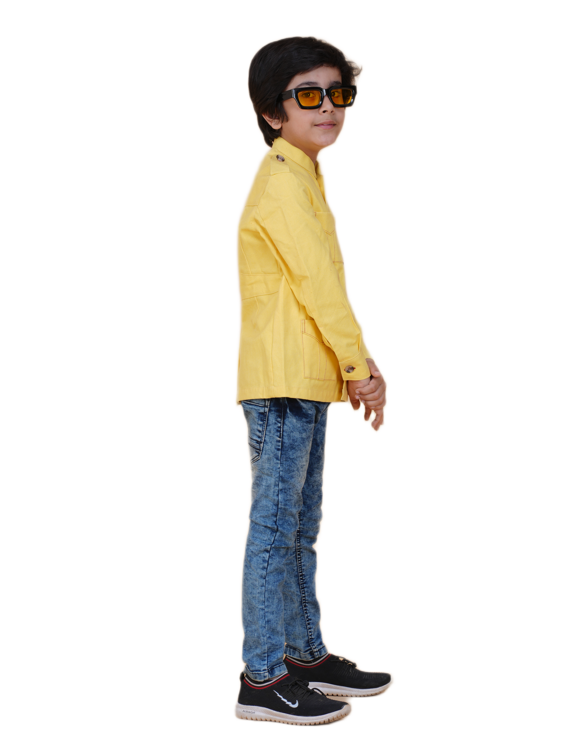 Boys' Solid Color Canvas Bush Coat – Four Pockets & Back Slit