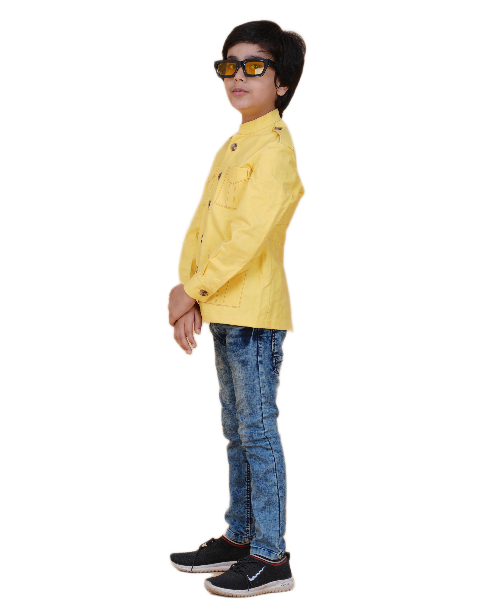 Boys' Solid Color Canvas Bush Coat – Four Pockets & Back Slit