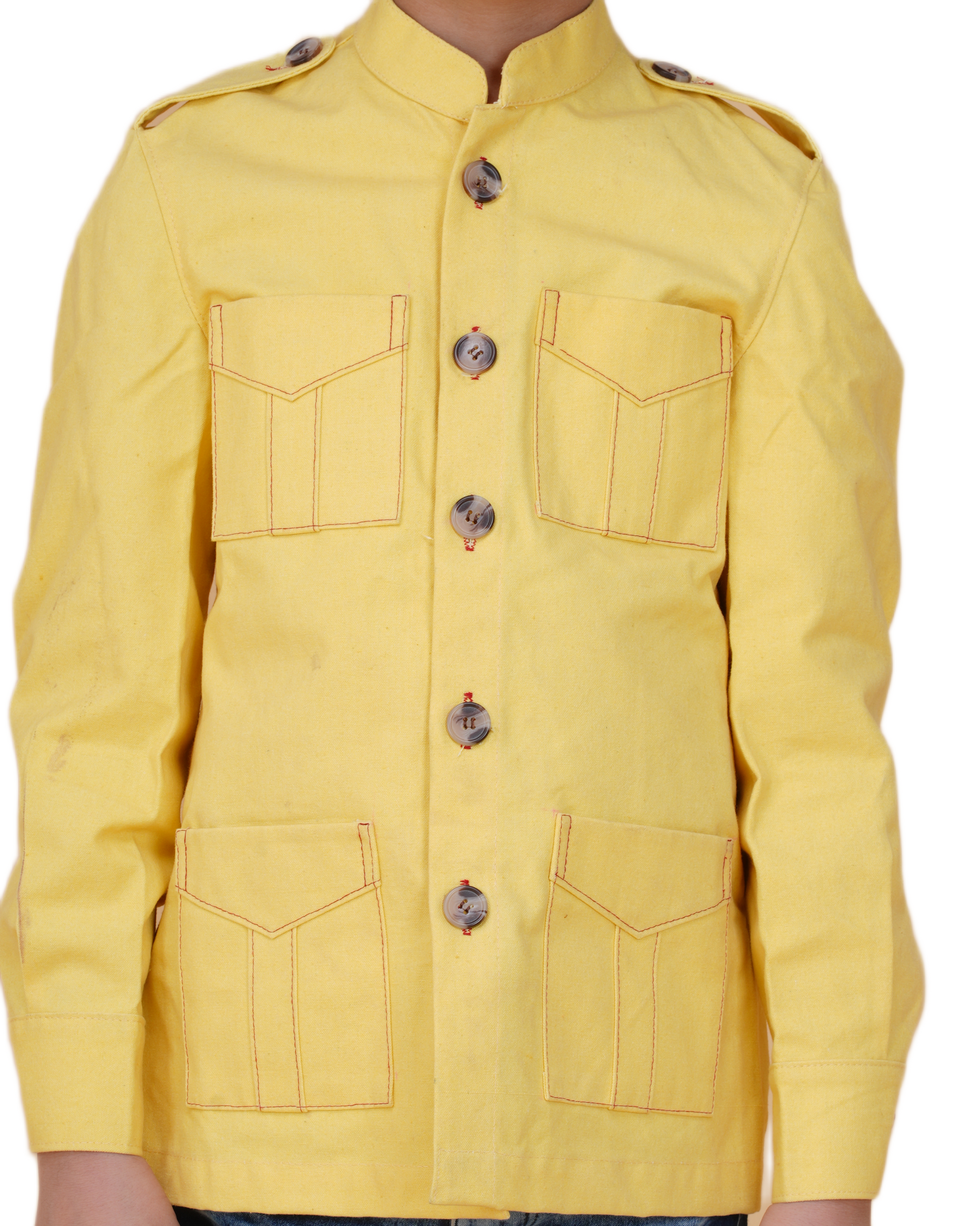 Boys' Solid Color Canvas Bush Coat – Four Pockets & Back Slit