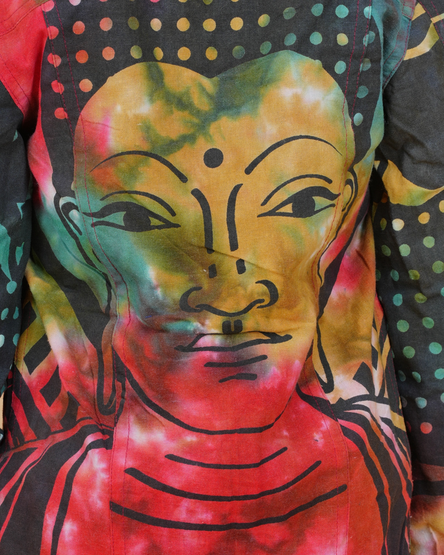 Boys Multicolor Printed Denim Jacket | Denim Style Stitching | Buddha Face Back Design