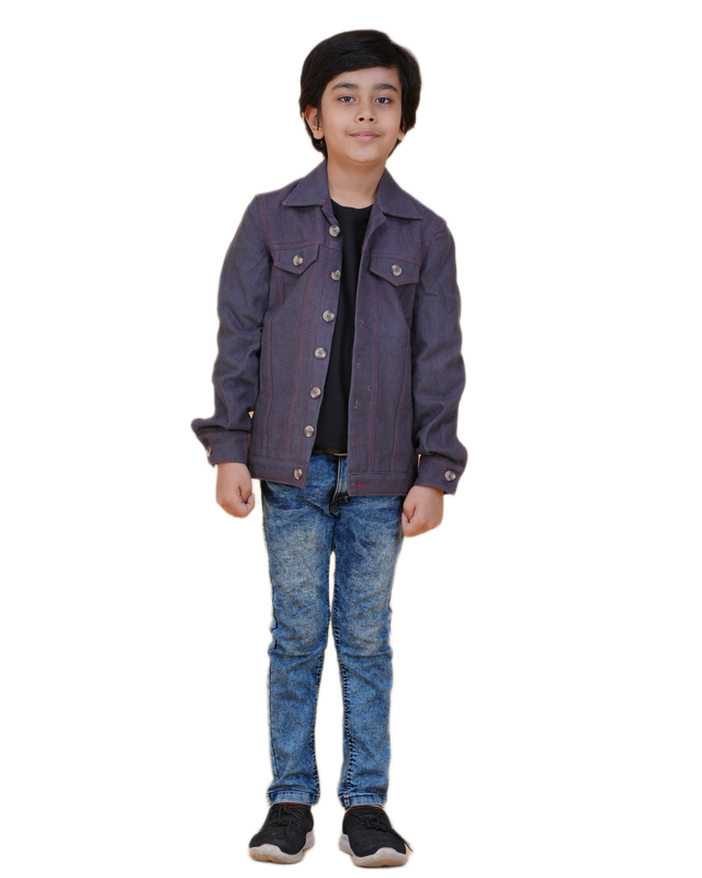 Boys Solid Dark color Denim style cotton Jacket | Denim Style Stitching