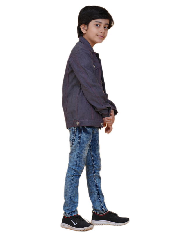 Boys Solid Dark color Denim style cotton Jacket | Denim Style Stitching