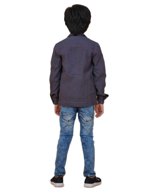 Boys Solid Dark color Denim style cotton Jacket | Denim Style Stitching