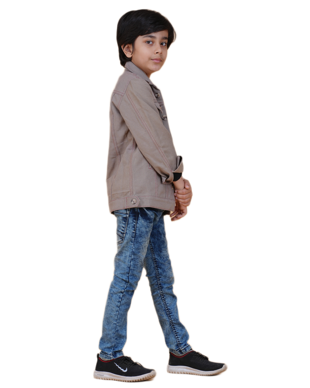 Boys Solid Light Color Denim Style Cotton Jacket | Denim Style Stitching
