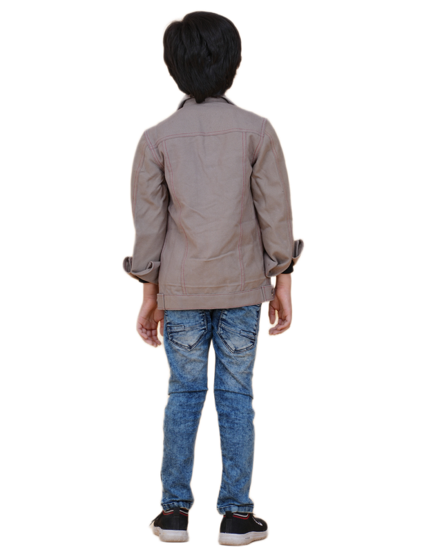 Boys Solid Light Color Denim Style Cotton Jacket | Denim Style Stitching
