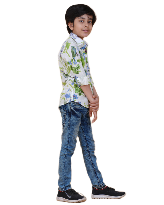 Boys' Cotton Printed Shirt – Nature-Inspired Design