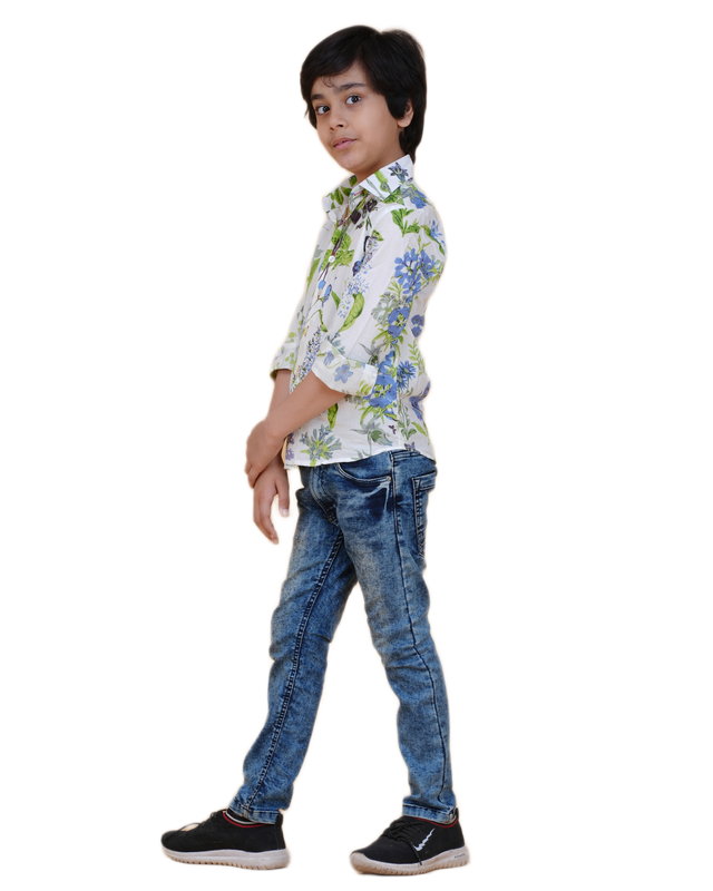 Boys' Cotton Printed Shirt – Nature-Inspired Design