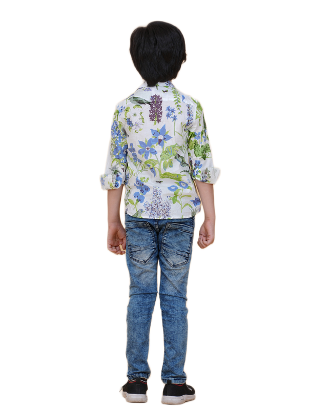 Boys' Cotton Printed Shirt – Nature-Inspired Design