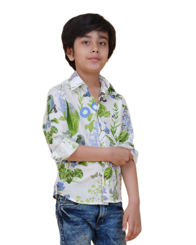 Boys' Cotton Printed Shirt – Nature-Inspired Design