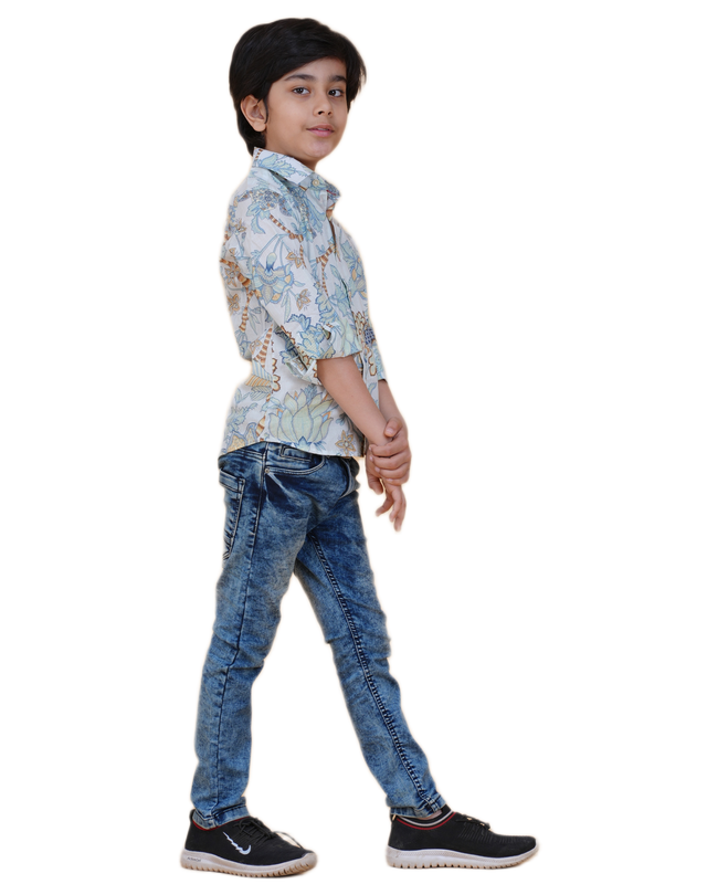 Boys' Cotton Printed Shirt – Botanical Elegance