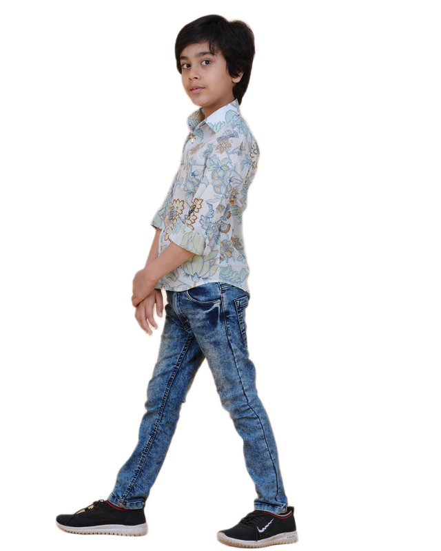Boys' Cotton Printed Shirt – Botanical Elegance