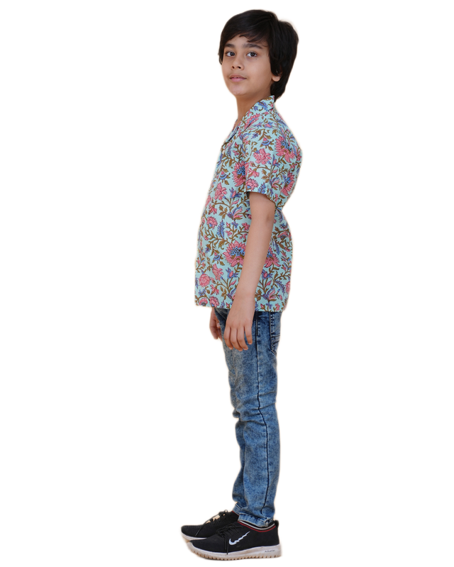 Boys' Cotton Half-Sleeve Shirt – Tropical Cuban Collar
