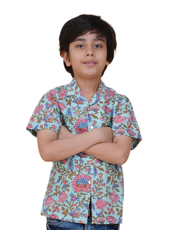 Boys' Cotton Half-Sleeve Shirt – Tropical Cuban Collar