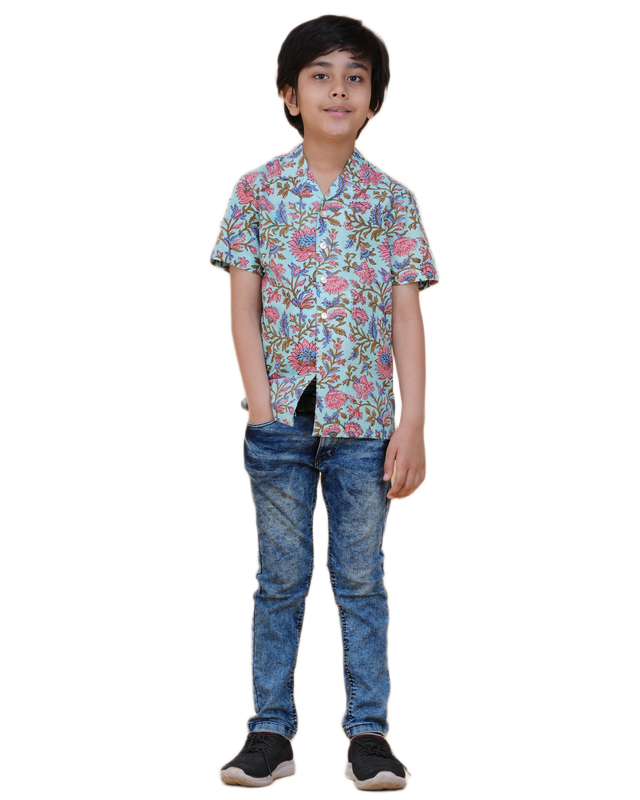 Boys' Cotton Half-Sleeve Shirt – Tropical Cuban Collar