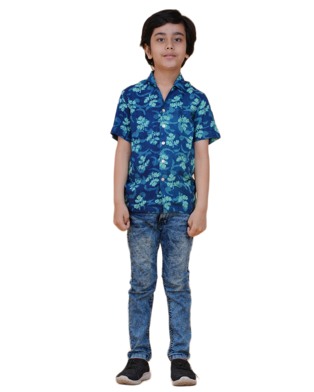Boys' Organic Indigo Dyed Rayon Shirt – Floral Print