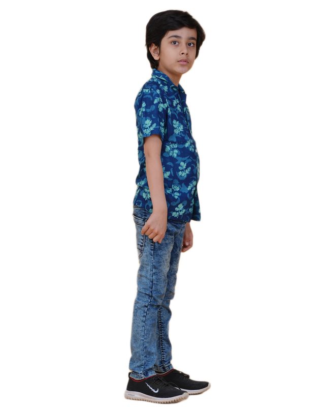Boys' Organic Indigo Dyed Rayon Shirt – Floral Print