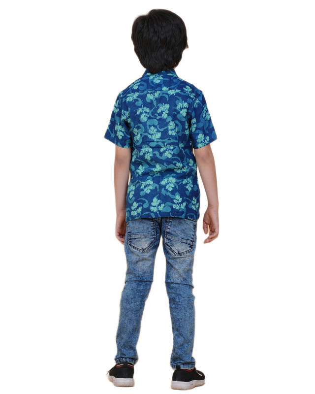 Boys' Organic Indigo Dyed Rayon Shirt – Floral Print