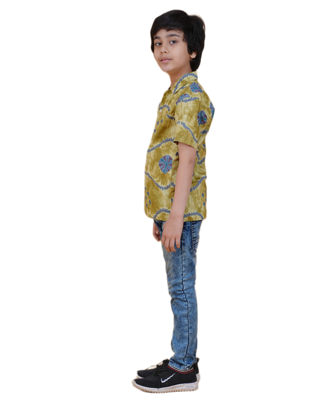 Boys' Cotton Half-Sleeve Shirt – Tie-Dye Camp Collar