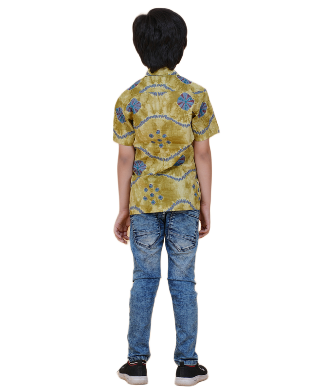 Boys' Cotton Half-Sleeve Shirt – Tie-Dye Camp Collar
