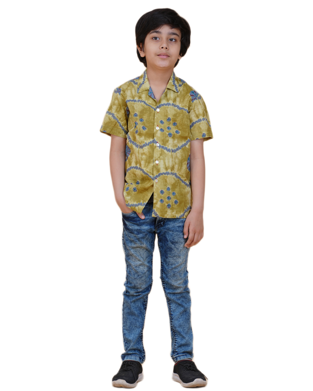 Boys' Cotton Half-Sleeve Shirt – Tie-Dye Camp Collar