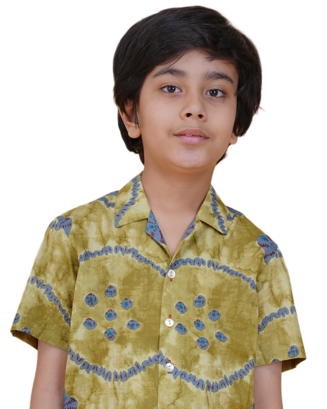 Boys' Cotton Half-Sleeve Shirt – Tie-Dye Camp Collar