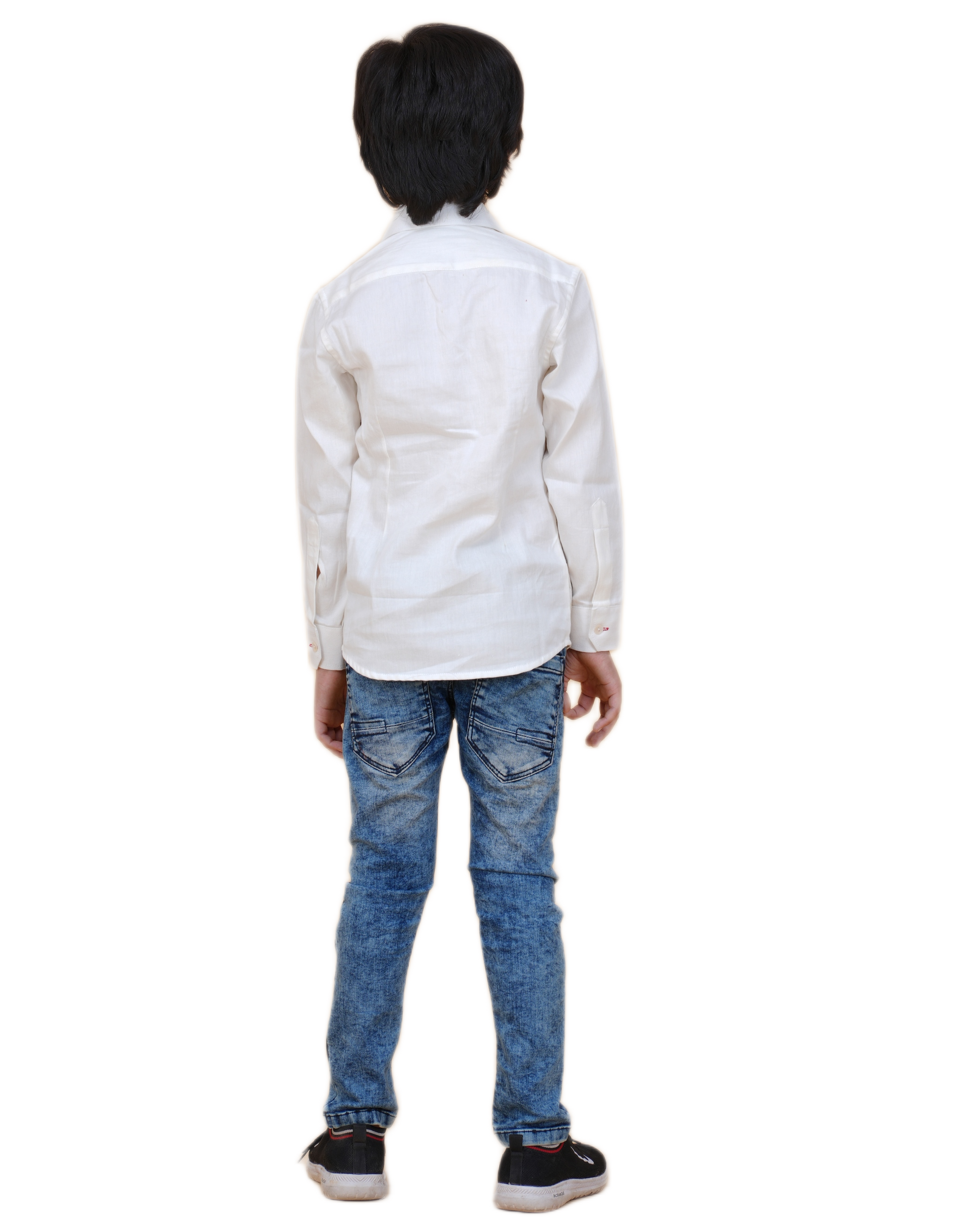 Boys' Soft Cotton White Shirt – Printed Patch Design for a Modern Look