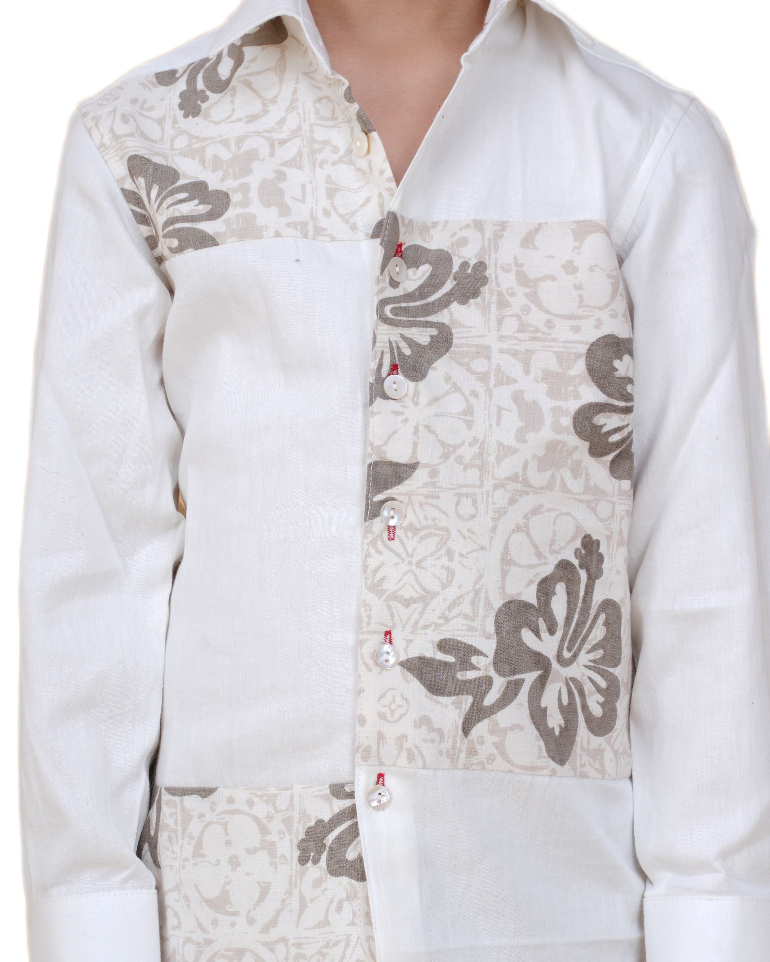 Boys' Soft Cotton White Shirt – Printed Patch Design for a Modern Look