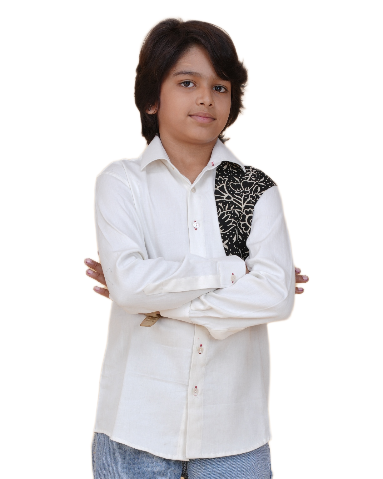 New Age Clothing Boys' White Cotton Shirt – Breathable Fabric & Trendy Print