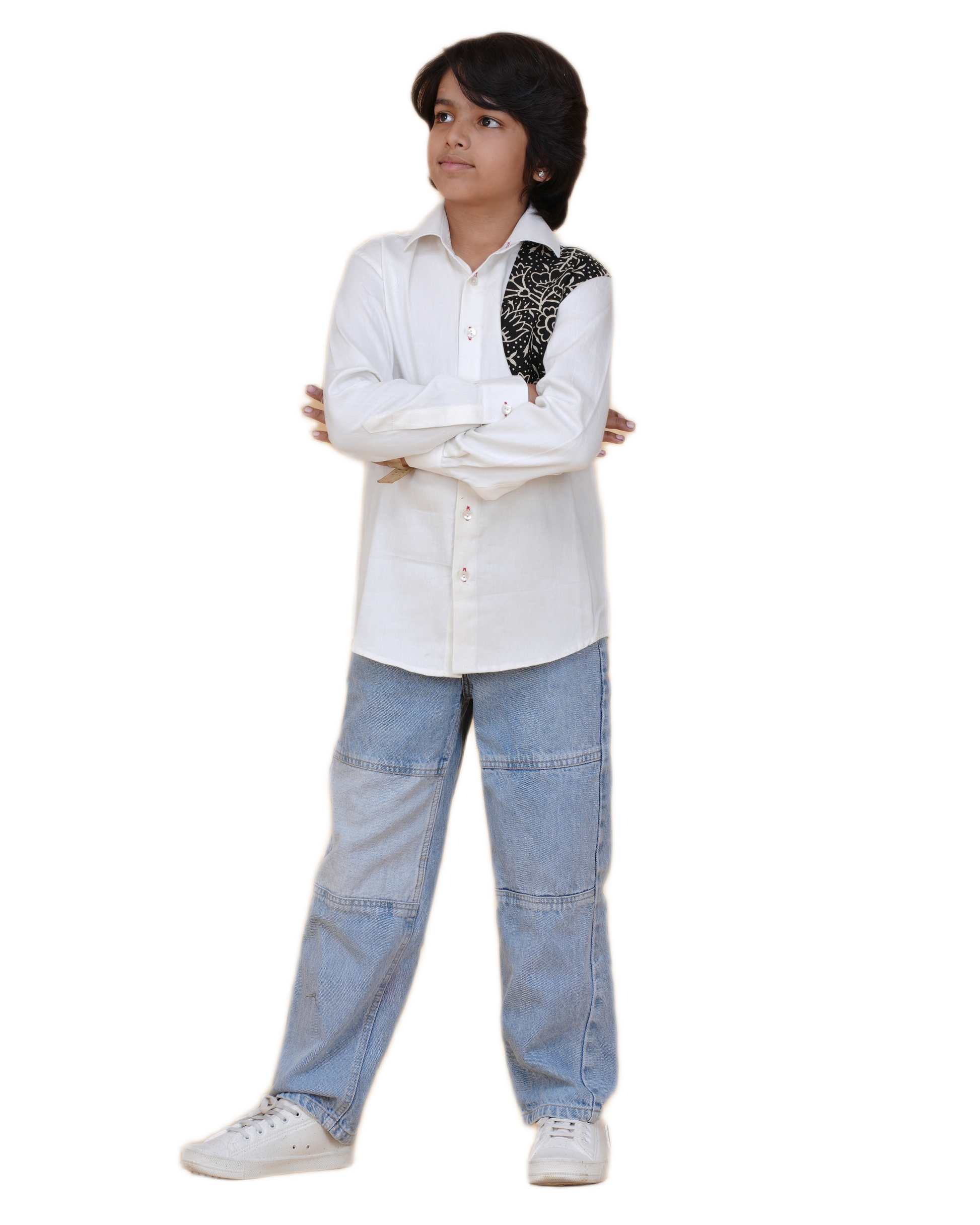 New Age Clothing Boys' White Cotton Shirt – Breathable Fabric & Trendy Print