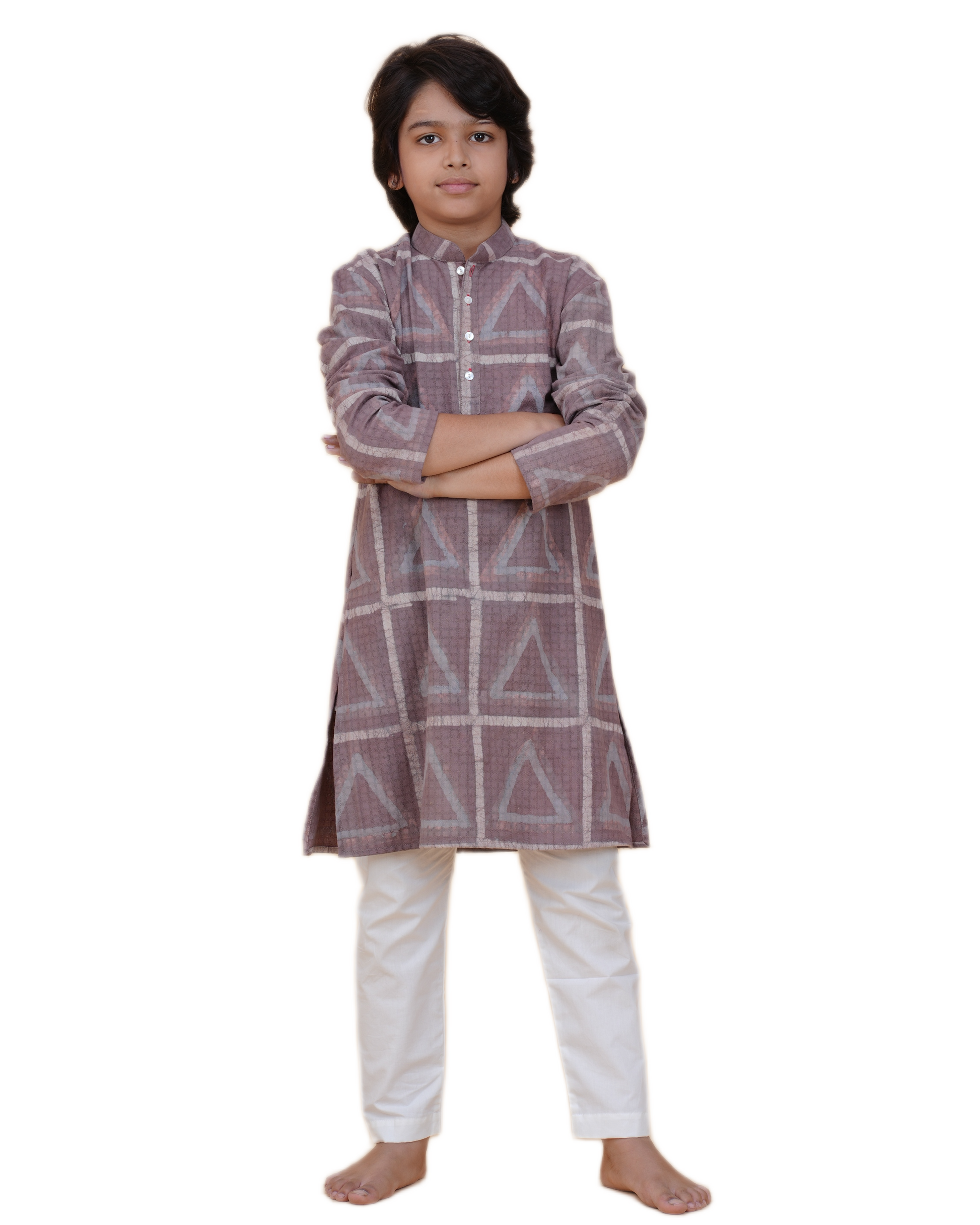 Boys' Eco-Friendly Vegetable Dyed Cotton Kurta with White Pajama – Sustainable & Stylish Ethnic Wear