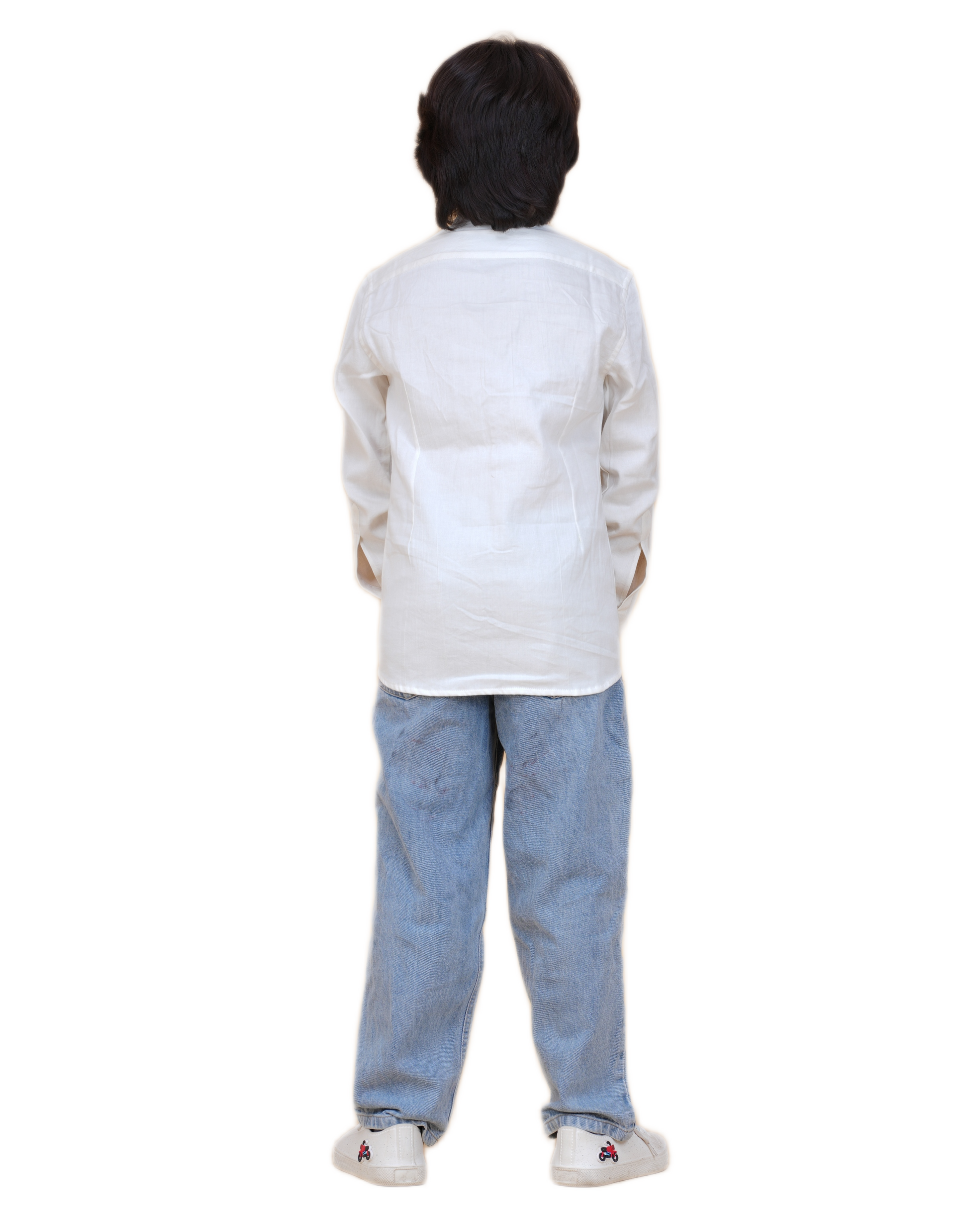 Premium Cotton Boys' White Shirt with Cool Printed Patch – Casual & Smart Wear