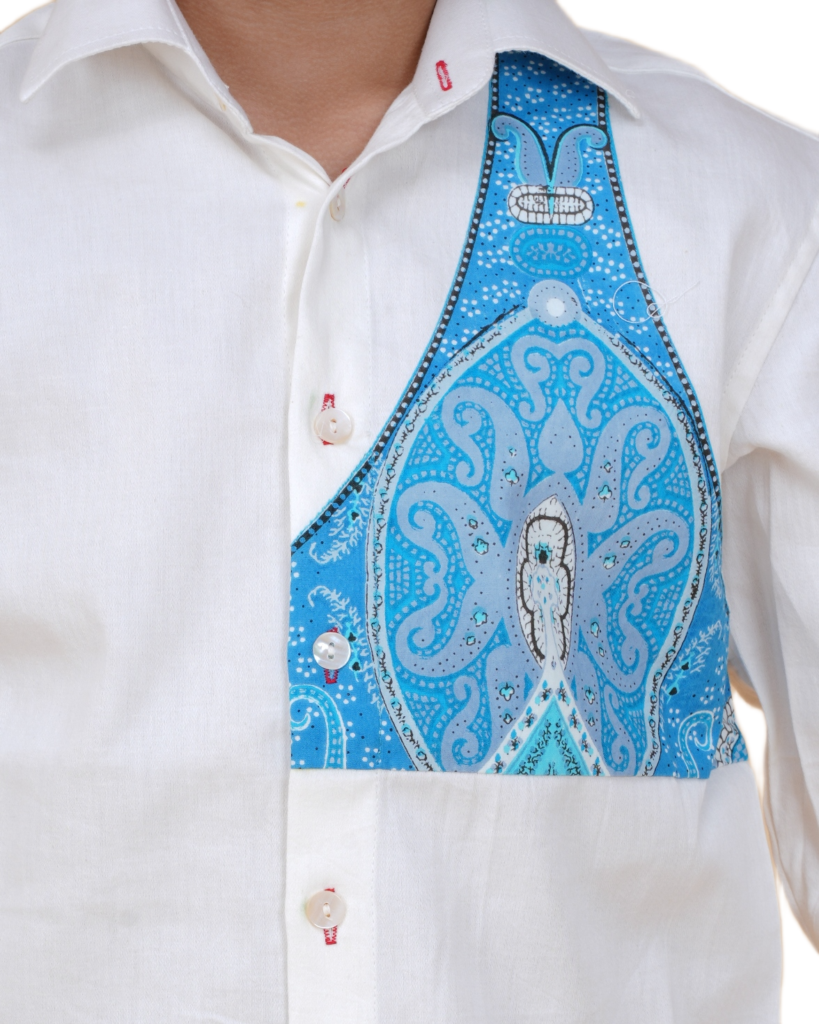 Boys' Soft Cotton White Shirt – Printed Patch Design for a Modern Look