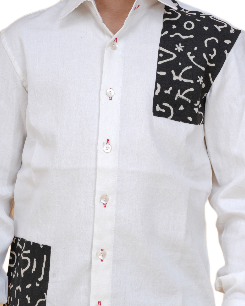 Trendy Boys' White Cotton Shirt with Printed Patch – Stylish & Comfortable