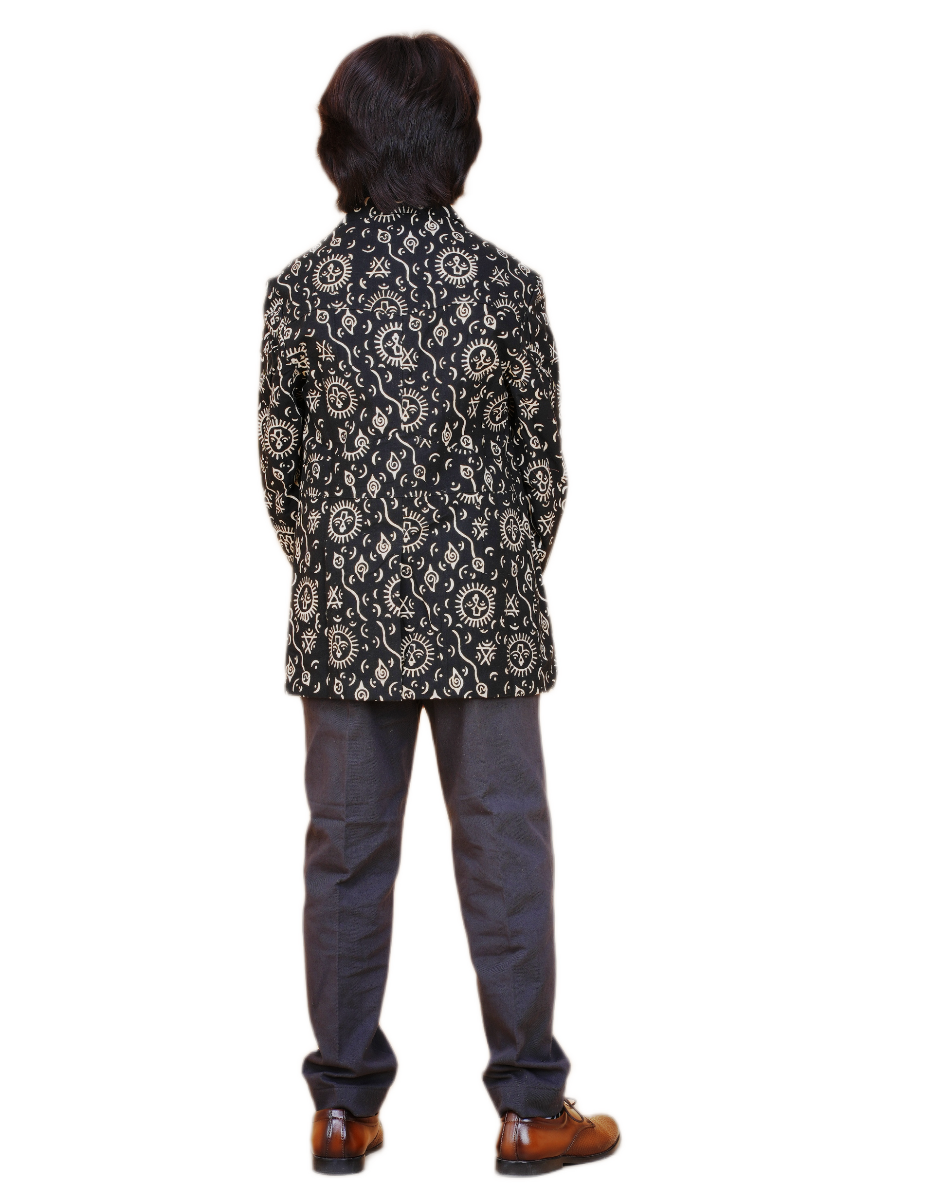 Black Cotton Printed Shirt for Boys – Tribal-Inspired Design Eco-Friendly & Handcrafted