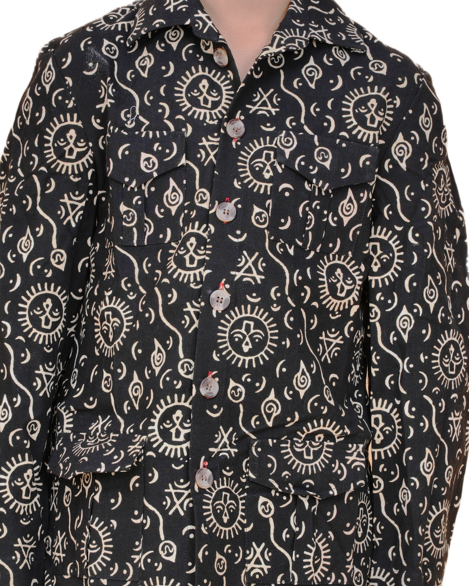 Black Cotton Printed Shirt for Boys – Tribal-Inspired Design Eco-Friendly & Handcrafted