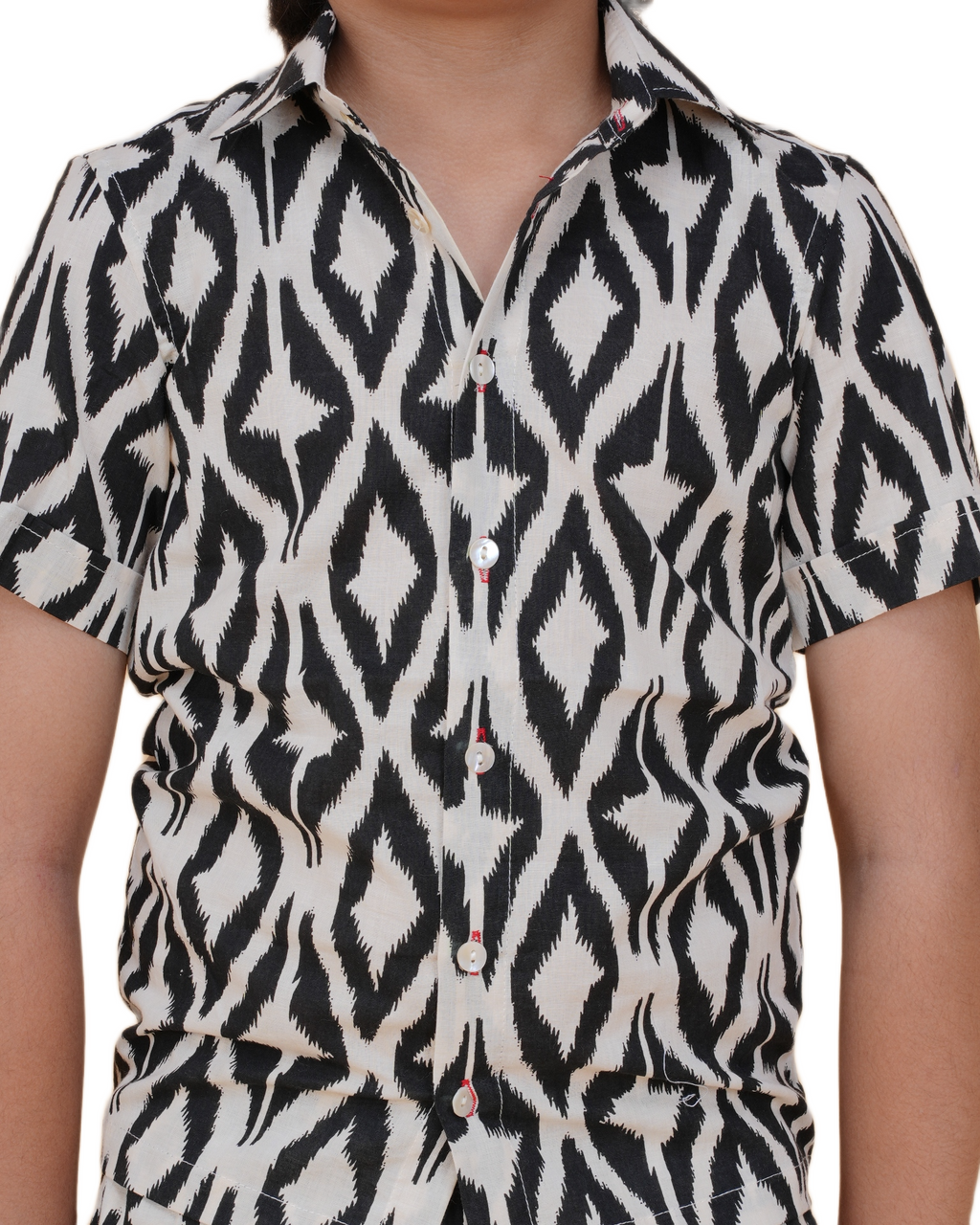 Boys' Cotton Hand Block Floral Printed Co-ord Set – Half Sleeve Shirt & Elastic Waist Shorts