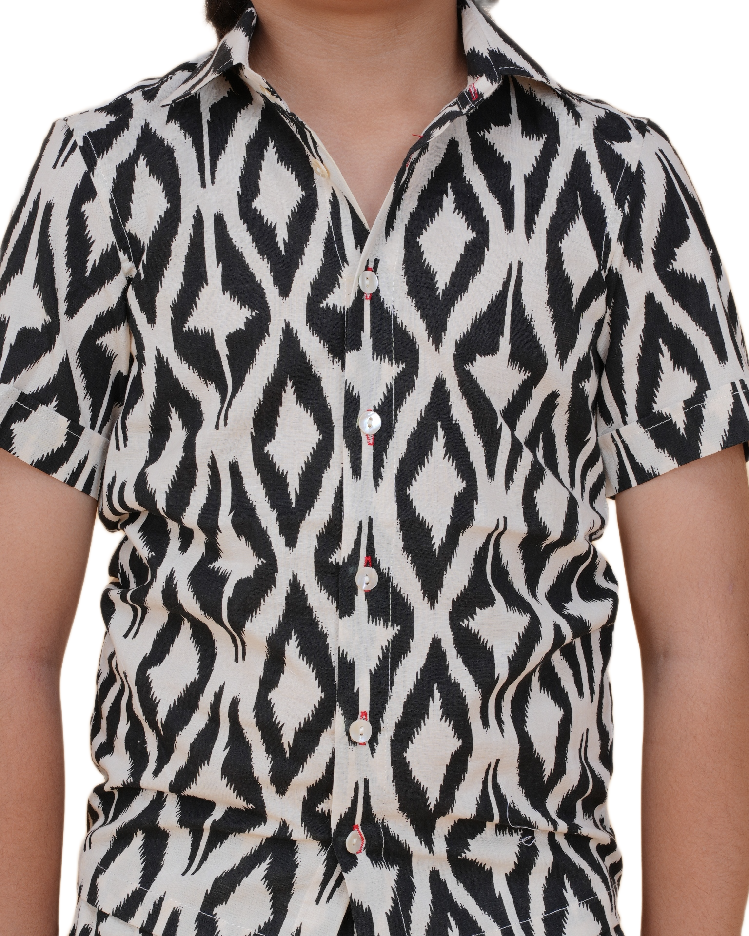 Boys' Cotton Hand Block Floral Printed Co-ord Set – Half Sleeve Shirt & Elastic Waist Shorts