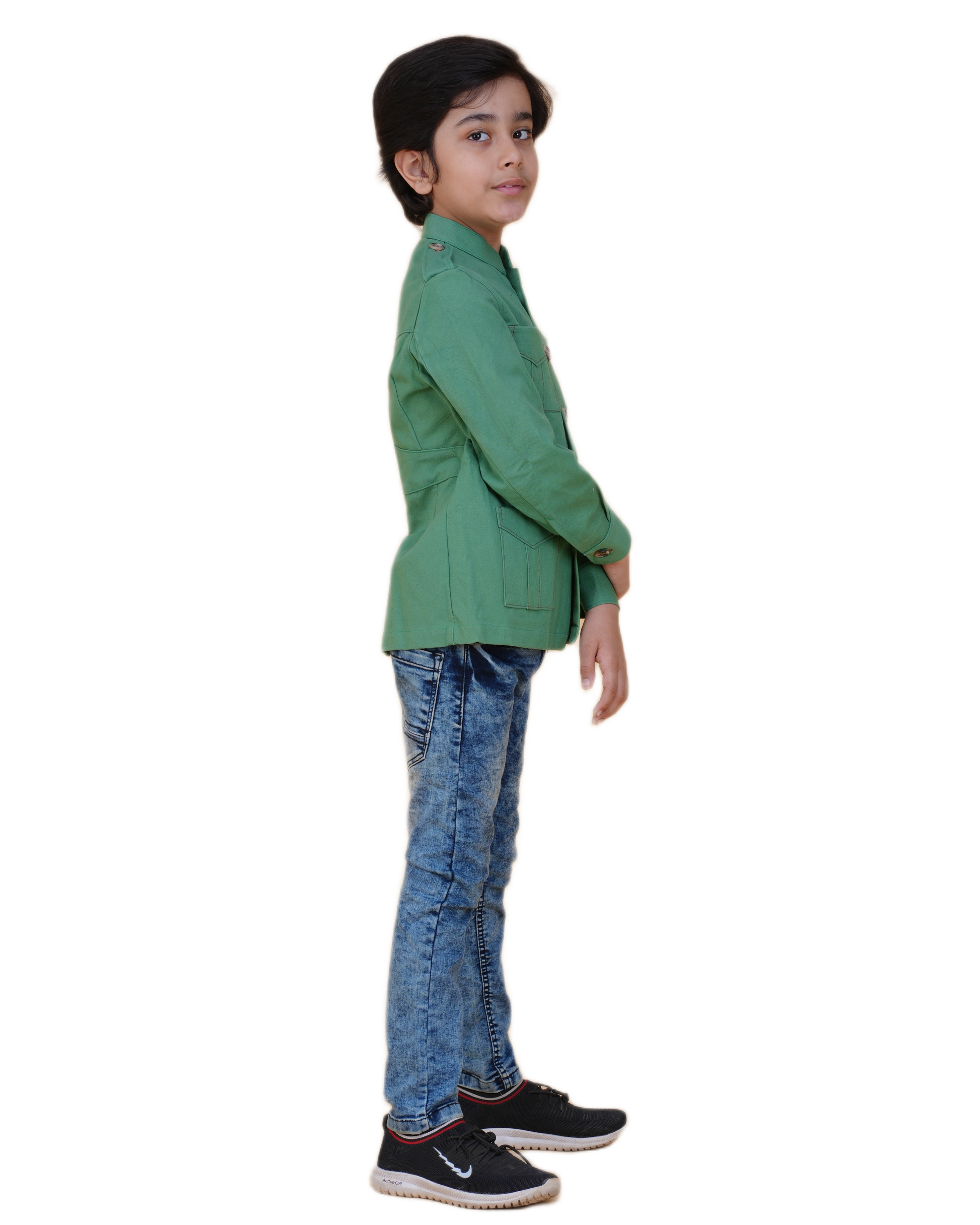 Boys' Solid Color Canvas Bush Coat – Four Pockets & Back Slit