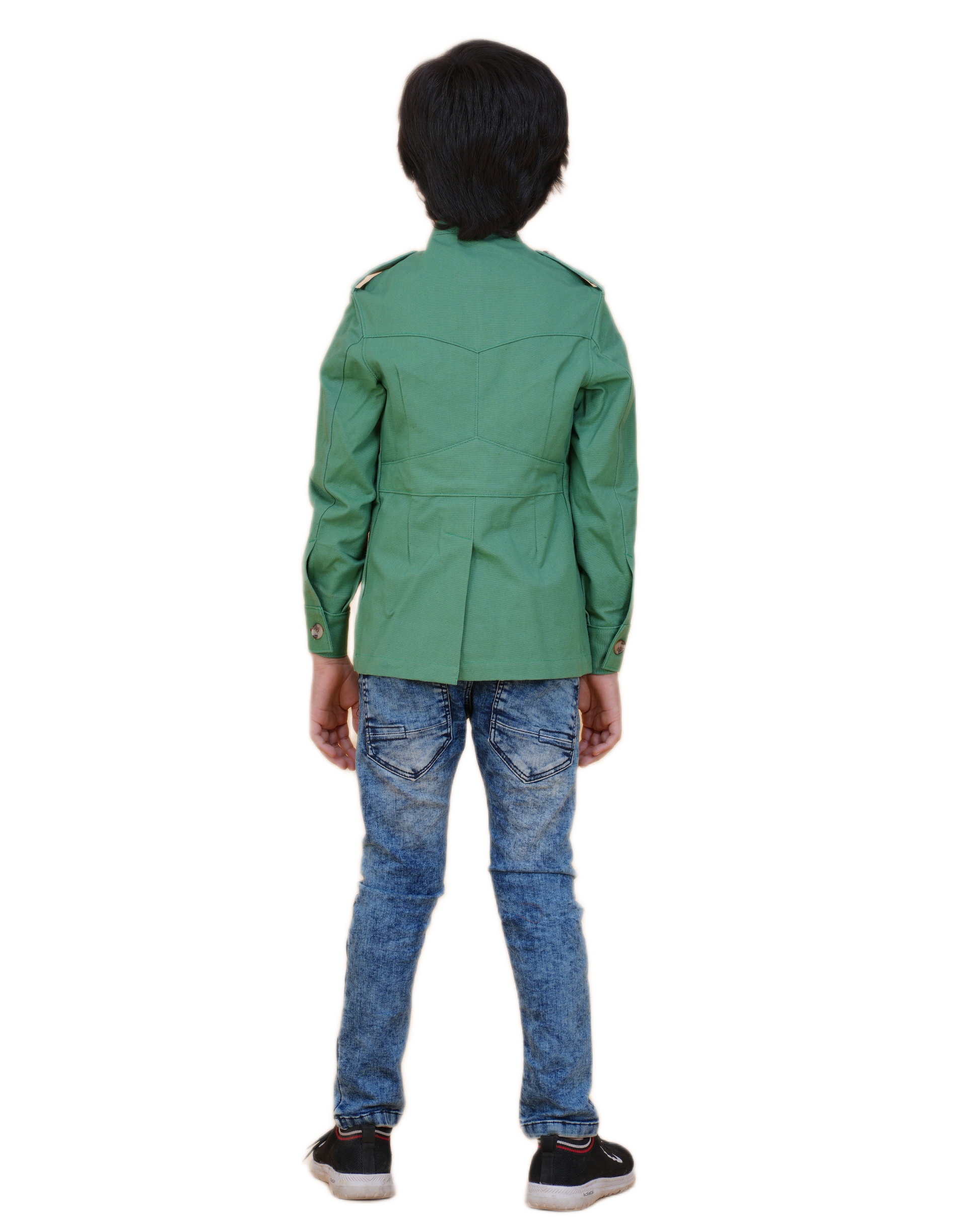 Boys' Solid Color Canvas Bush Coat – Four Pockets & Back Slit