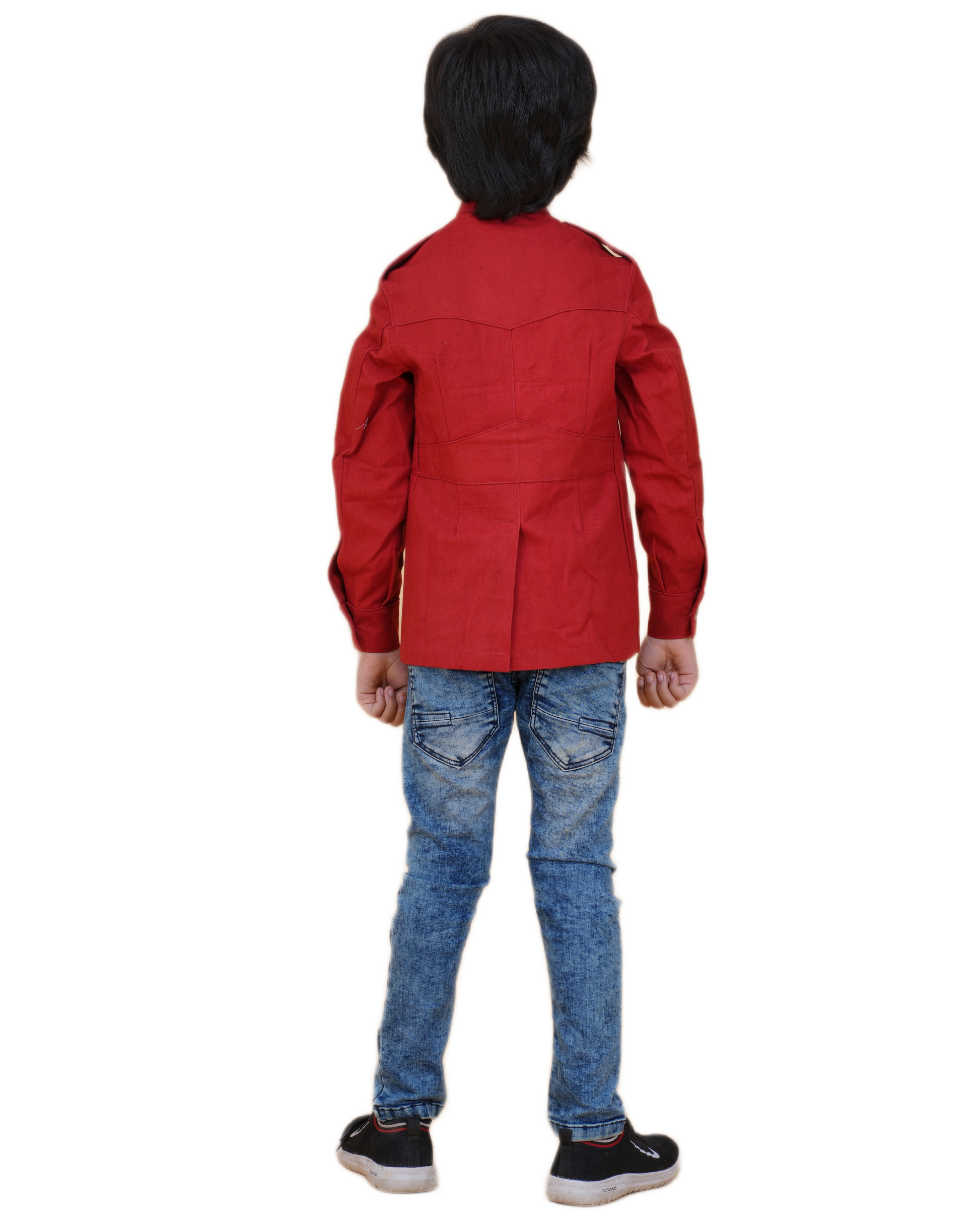 Boys' Solid Color Canvas Bush Coat – Four Pockets & Back Slit
