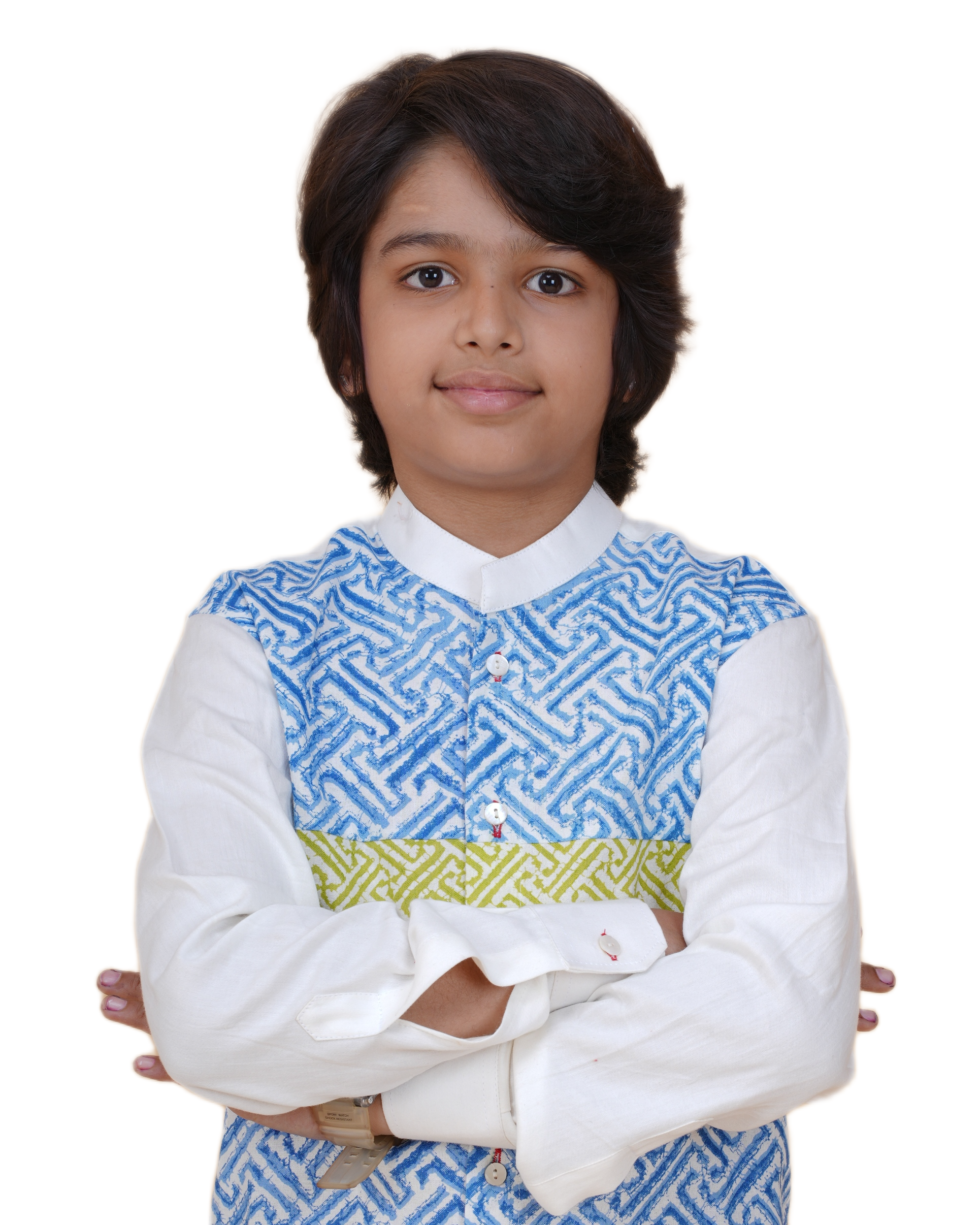 Premium Cotton Boys' White Shirt with Cool Printed Patch – Casual & Smart Wear